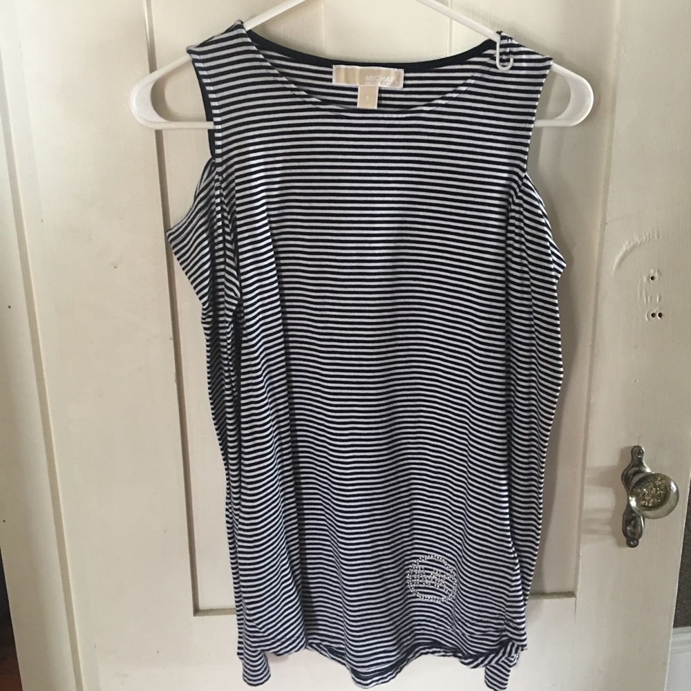 michael kors striped top w rhinestones